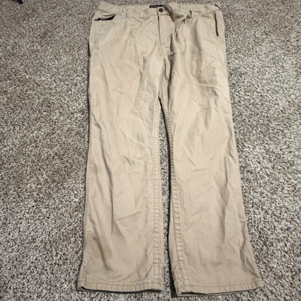 Ariat M4 Relaxed Boot FR Work Pants Mens 44x32 Tan Khaki Westex UltraSoft CAT 2